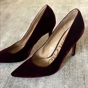 Burgundy Velvet Heels Sam Edelman